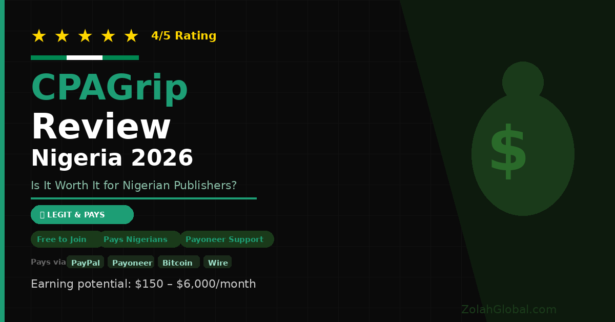 CPAGrip Review for Nigerian Publishers 2026 — Is It Worth It?